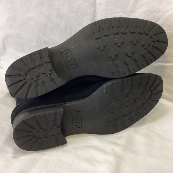 UGG HILLHURST II SZ 8 Black Suede / Knit Ankle Boots so 8 $190 main image 5